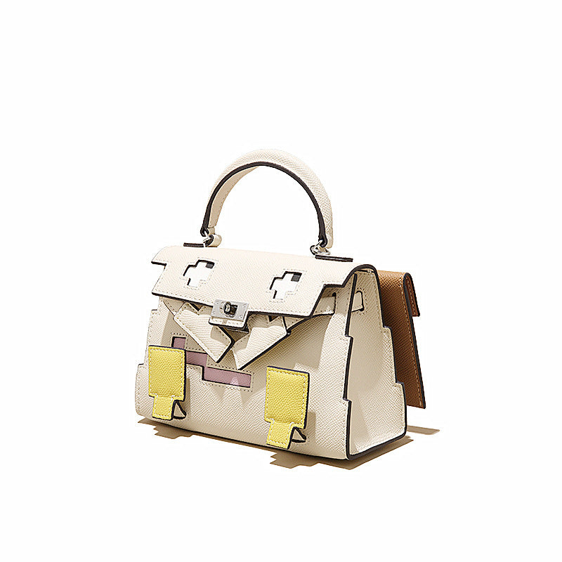 Elegant Mosaic Doll Leather Handbag