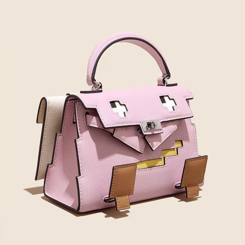 Elegant Mosaic Doll Leather Handbag