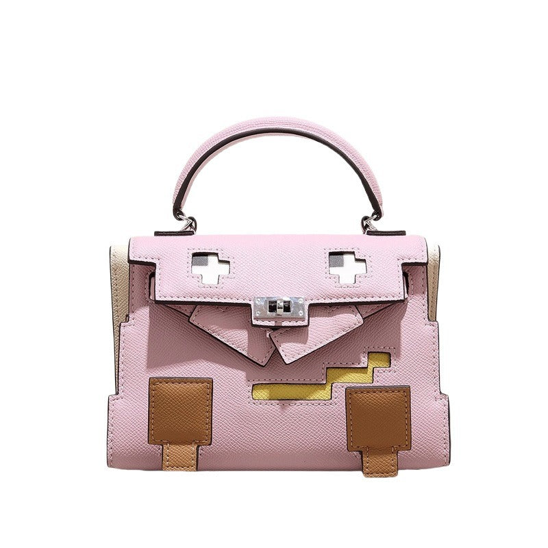 Elegant Mosaic Doll Leather Handbag