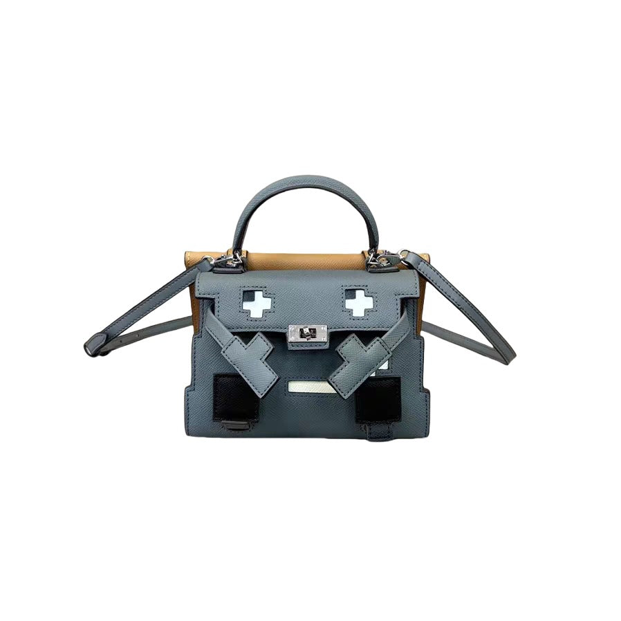 Elegant Mosaic Doll Leather Handbag