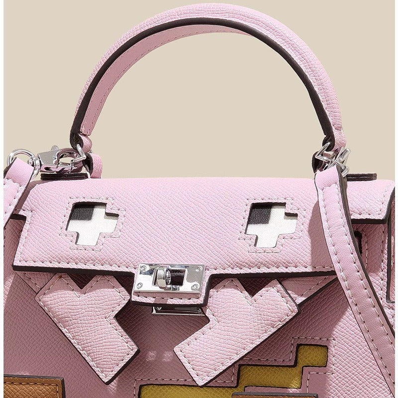 Elegant Mosaic Doll Leather Handbag